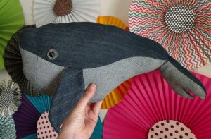 Completed denim whale.